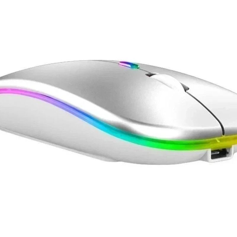 银色无线鼠标 RGB 呼吸灯 静音按键 细节图2