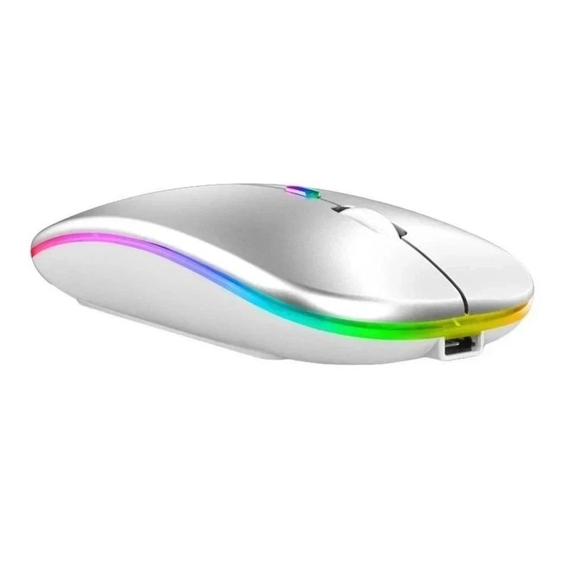银色无线鼠标 RGB 呼吸灯 静音按键